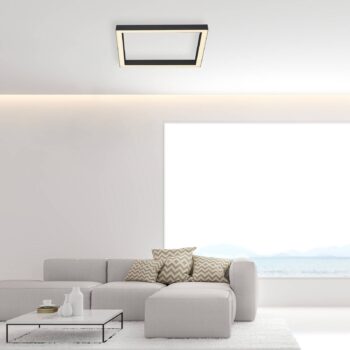 Stropné svietidlo LED PURE Lines, 55x55 cm, antracit, CCT, diaľkové ovládanie