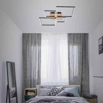 Stropné svietidlo LED Rám, Step dim, 4 svetlá drevo