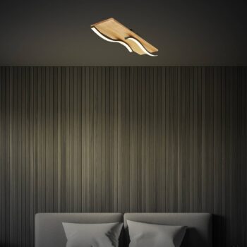 Stropné svietidlo LED Vinka, 55x14 cm, 2 svetlá, farba dreva