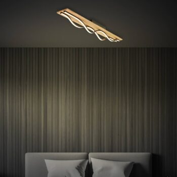 Stropné svietidlo LED Vinka, 98x11 cm, 2 svetlá, farba dreva