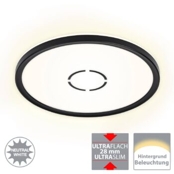 Stropné svietidlo LED zdarma, Ø 29 cm, čierne