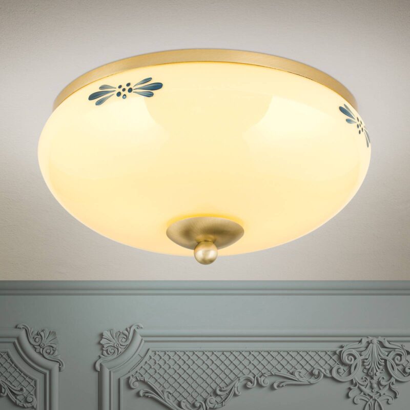 Stropné svietidlo Landhaus mosadz modré Ø 28 cm Stropné svietidlo Landhaus mosadz modré Ø 28 cm