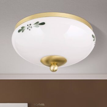 Stropné svietidlo Landhaus mosadz zelené Ø 21 cm