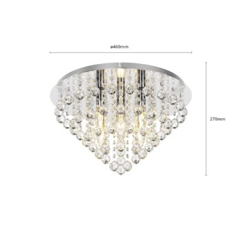Stropné svietidlo Lindby Annica, okrúhle, chróm, kov, Ø 46 cm