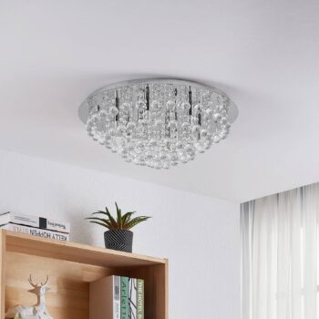 Stropné svietidlo Lindby Antonino, 8 svetiel, chróm, krištáľ, 55 cm