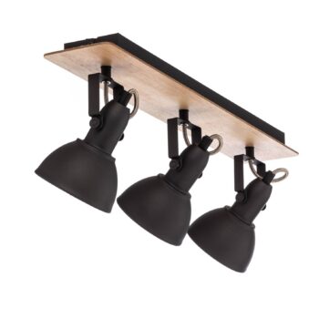 Stropné svietidlo Lindby Aylis, 3-svetelné, 60 cm, čierne, drevo, E14
