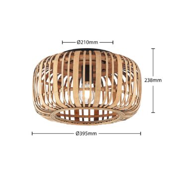 Stropné svietidlo Lindby Canyana, prírodné, ratan, Ø 40 cm