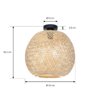 Stropné svietidlo Lindby Dabila, bambus, Ø 35 cm, E27