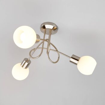 Stropné svietidlo Lindby Elaina, Ø 38 cm, 3 svetlá, nikel, sklo, E14