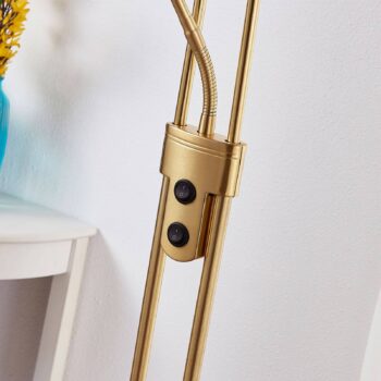 Stropné svietidlo Lindby Felicia s lampou na čítanie, mosadz