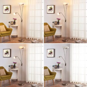 Stropné svietidlo Lindby Felicia s lampou na čítanie, nikel