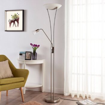 Stropné svietidlo Lindby Felicia s lampou na čítanie, nikel