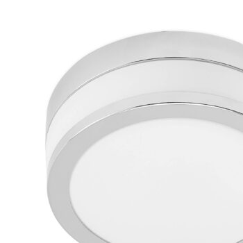 Stropné svietidlo Lindby Flavi, Ø 23 cm, chróm, sklo, IP44, E27