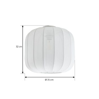 Stropné svietidlo Lindby Helin, biele, látka, Ø 35 cm