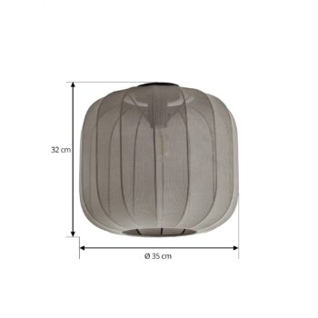 Stropné svietidlo Lindby Helin, sivé, látka, Ø 35 cm