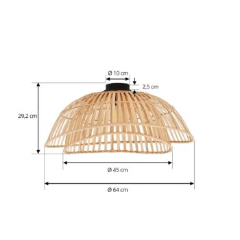 Stropné svietidlo Lindby Ilajus, Ø 62 cm, prírodný bambus