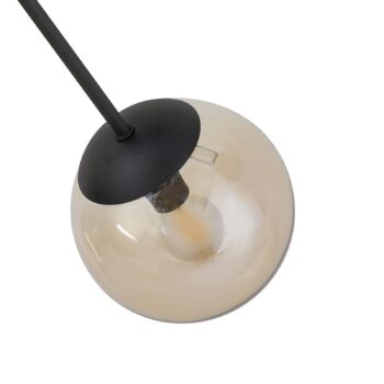 Stropné svietidlo Lindby Isamer, dymovo sivé/jantárové, Ø 80 cm, guľa
