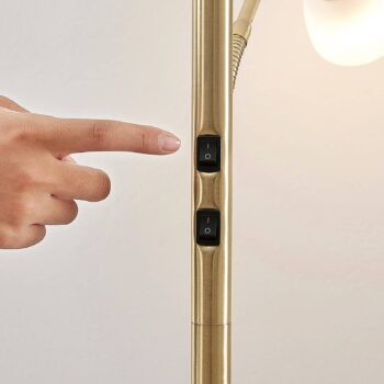 Stropné svietidlo Lindby Jost, 180 cm, mosadz, lampa na čítanie, E27
