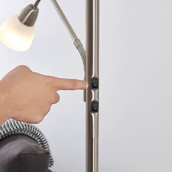 Stropné svietidlo Lindby Jost, 180 cm, niklová farba, svetlo na čítanie