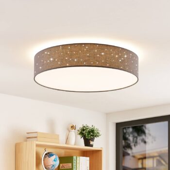 Stropné svietidlo Lindby LED Ellamina, Ø 60 cm, antracit, textil