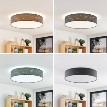 Stropné svietidlo Lindby LED Ellamina, Ø 60 cm, antracit, textil