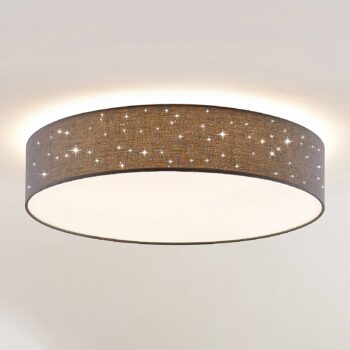 Stropné svietidlo Lindby LED Ellamina, Ø 60 cm, antracit, textil