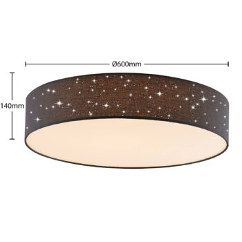 Stropné svietidlo Lindby LED Ellamina, Ø 60 cm, antracit, textil