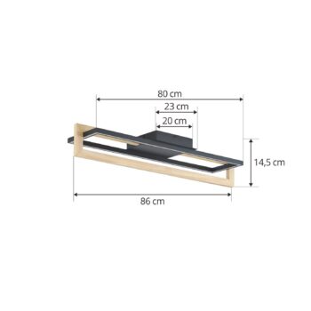 Stropné svietidlo Lindby LED Holamu, 80 cm, drevo