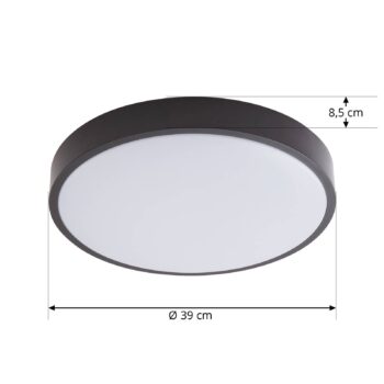 Stropné svietidlo Lindby LED Medon, Ø 38 cm, čierne, IP44, kov