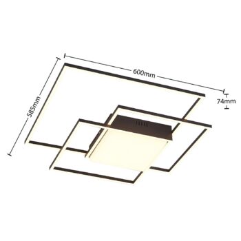 Stropné svietidlo Lindby LED Nelinka, 60 cm, čierna farba, hliník