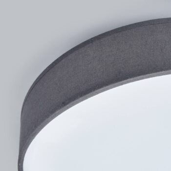 Stropné svietidlo Lindby LED Saira, Ø 30 cm, sivá farba, textil