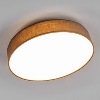 Stropné svietidlo Lindby LED Saira, Ø 40 cm, sivá farba, textil