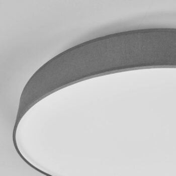 Stropné svietidlo Lindby LED Saira, Ø 50 cm, sivá farba, textil