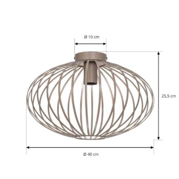 Stropné svietidlo Lindby Maivi, béžová farba, 40 cm, železo, klietka