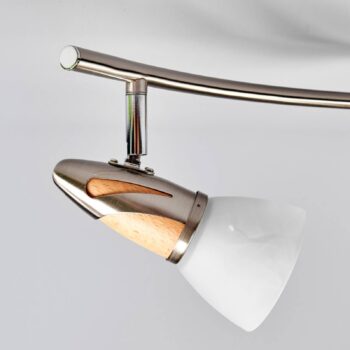 Stropné svietidlo Lindby Marena, 4 svetlá, sklo, drevo, dĺžka 83 cm