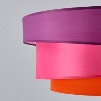 Stropné svietidlo Lindby Melia, fialová/ružová/oranžová, textil, Ø56cm