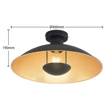 Stropné svietidlo Lindby Narisara, Ø 40 cm, E27, čierno-zlaté