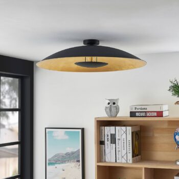 Stropné svietidlo Lindby Narisara, Ø 80 cm, E27, čierno-zlaté