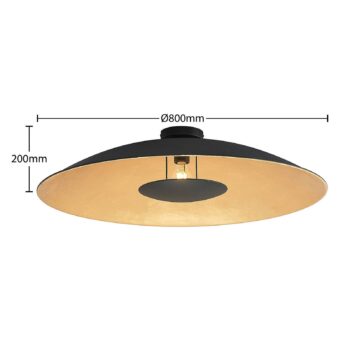 Stropné svietidlo Lindby Narisara, Ø 80 cm, E27, čierno-zlaté