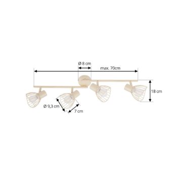 Stropné svietidlo Lindby Piena, béžová farba, 4 svetlá, kov, 70 cm