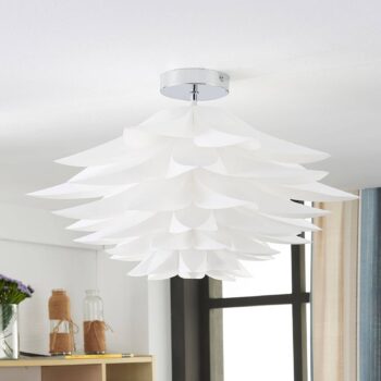 Stropné svietidlo Lindby Rimon, biele, plast, Ø 50 cm, E27