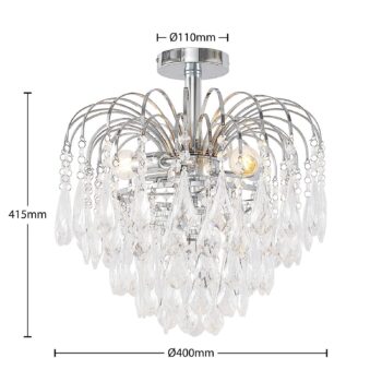 Stropné svietidlo Lindby Silino, sivé, kov, Ø 40 cm, E14