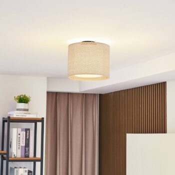 Stropné svietidlo Lindby Soula, Ø 26 cm, béžová farba, plast, E27