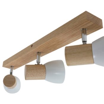 Stropné svietidlo Lindby Thorin, 47 cm, 3-svetelné, biele, drevo, E14