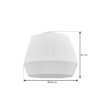 Stropné svietidlo Lindby Vitore, Ø 50 cm, textil, biela