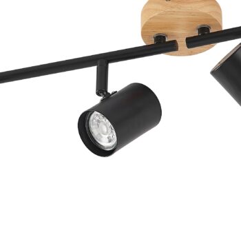 Stropné svietidlo Lindby Xiomara, 4 svetlá, dĺžka 68 cm, drevo