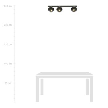 Stropné svietidlo Linear, čierne/čisté, 3-plameňové