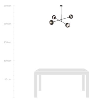 Stropné svietidlo Linear, čierne/čisté, 4-plameňové