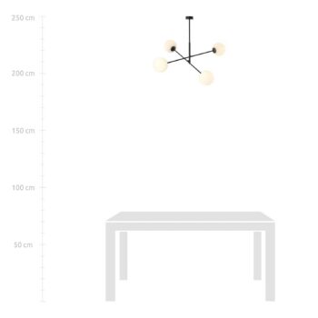 Stropné svietidlo Linear, čierne/opálové, 4-plameňové