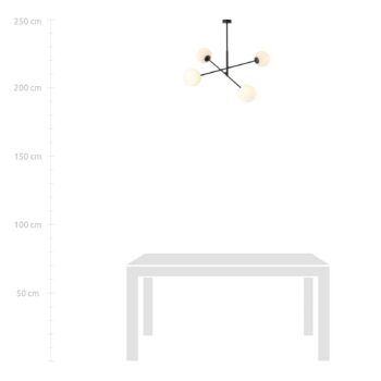 Stropné svietidlo Linear, čierne/opálové, 4-plameňové
